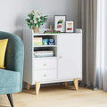 White Wooden Floor Storage Cabinet with Door and Drawers B9293