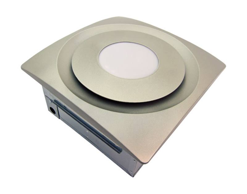 Satin Nickel Bathroom Fan with Light and Sensor L748197