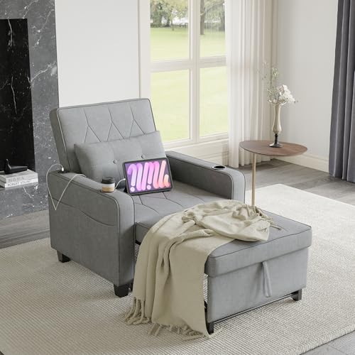 Black Leather Convertible Sofa Chair Bed H714393