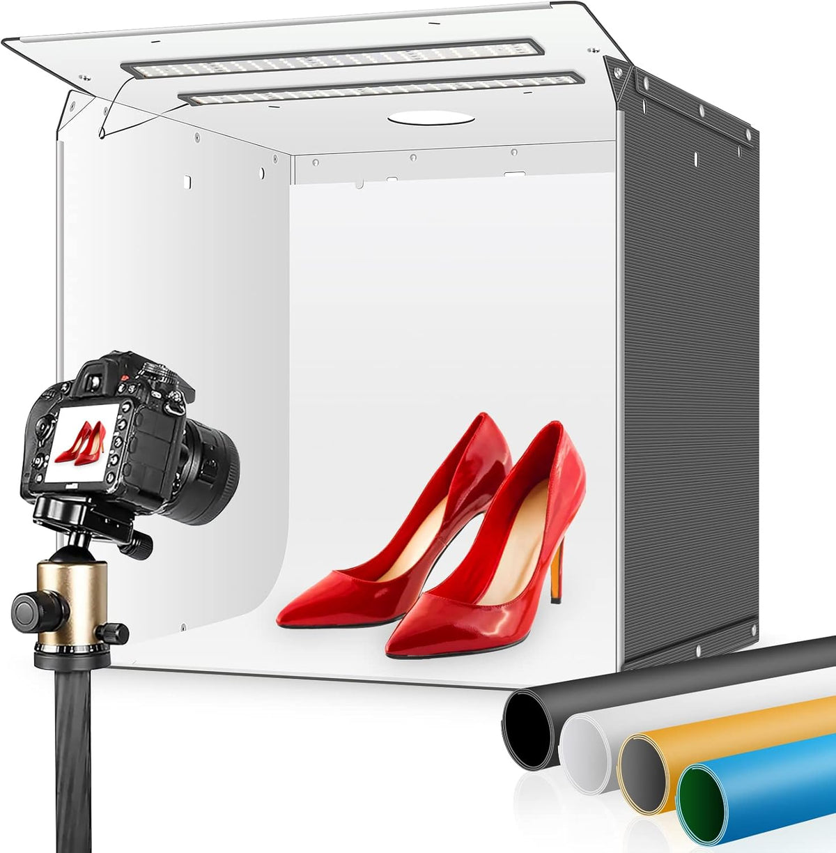 16"/40cm Portable Photo Studio Light Box with 6 Color Backdrops and 3 Light Filter Pack of 2 O34128