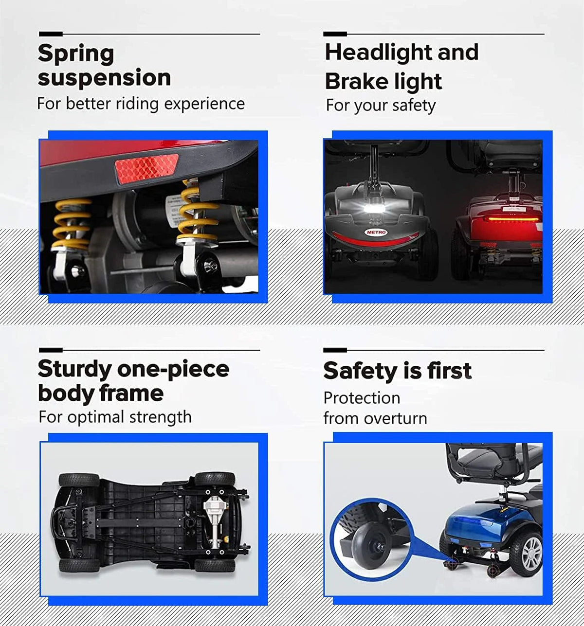 Blue Foldable 4 Wheel Mobility Scooter I805005