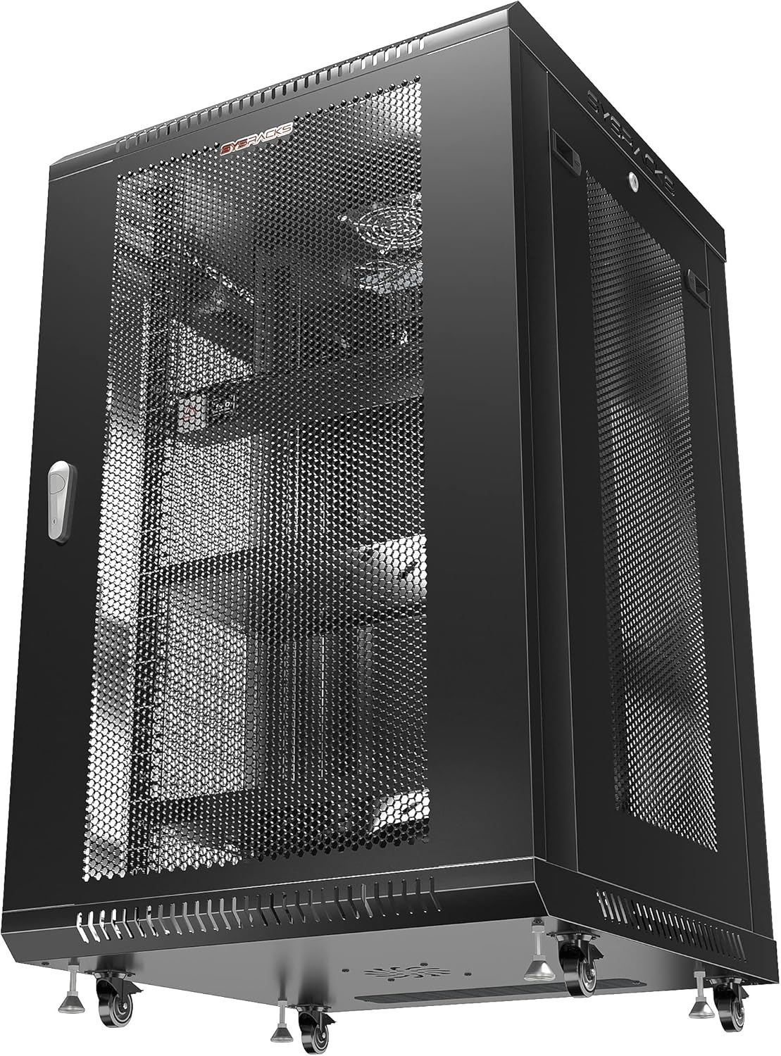 Wall Mount Server Rack Locking Network Cabinet 18 U Vented Enclosure with Casters Shelf H6916