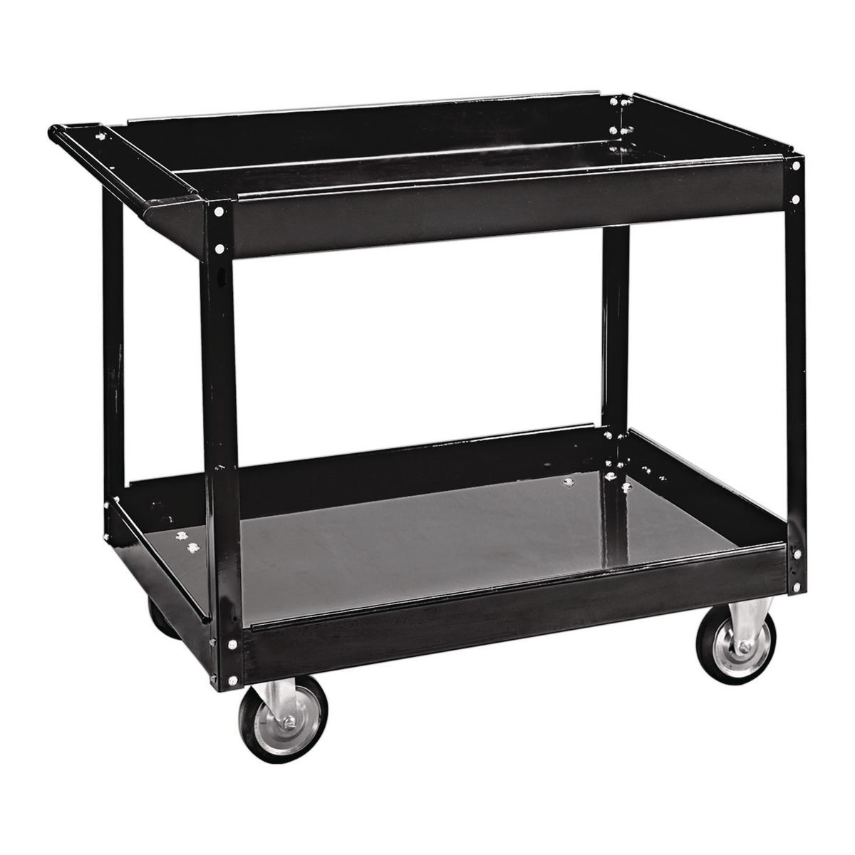 36 in. x 24 in. Two Shelf Steel Service Cart, Black T54343