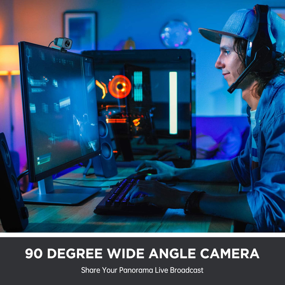 2K Ultra HD Webcam with Dual Microphone and Privacy Cover T1677