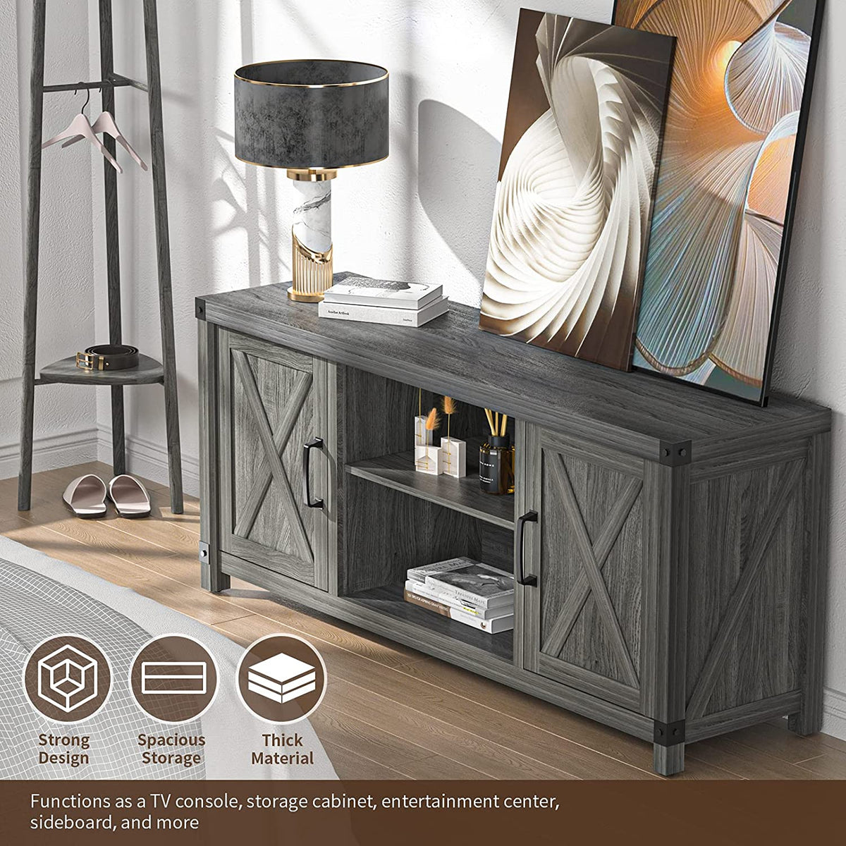 Farmhouse TV Stand with Storage B1889