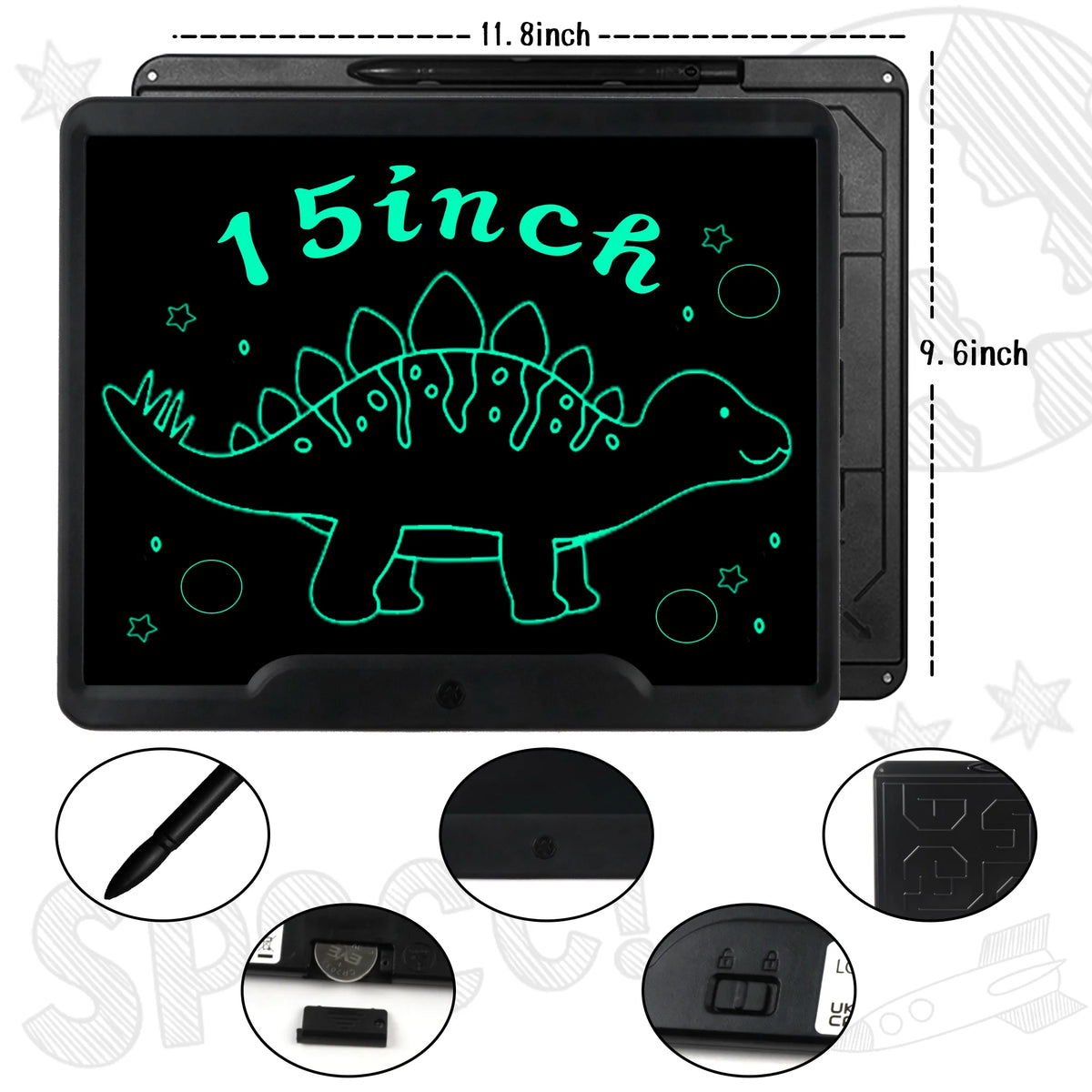 15 Inch LCD Writing Tablet Black T1888