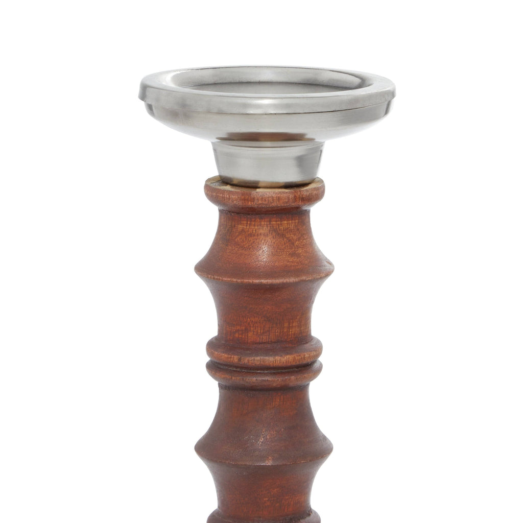 Wood and Aluminum Pillar Candle Holders (Set of 3) R78032