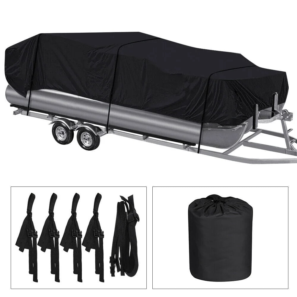 Blue And Black Pontoon Boat Cover V5403