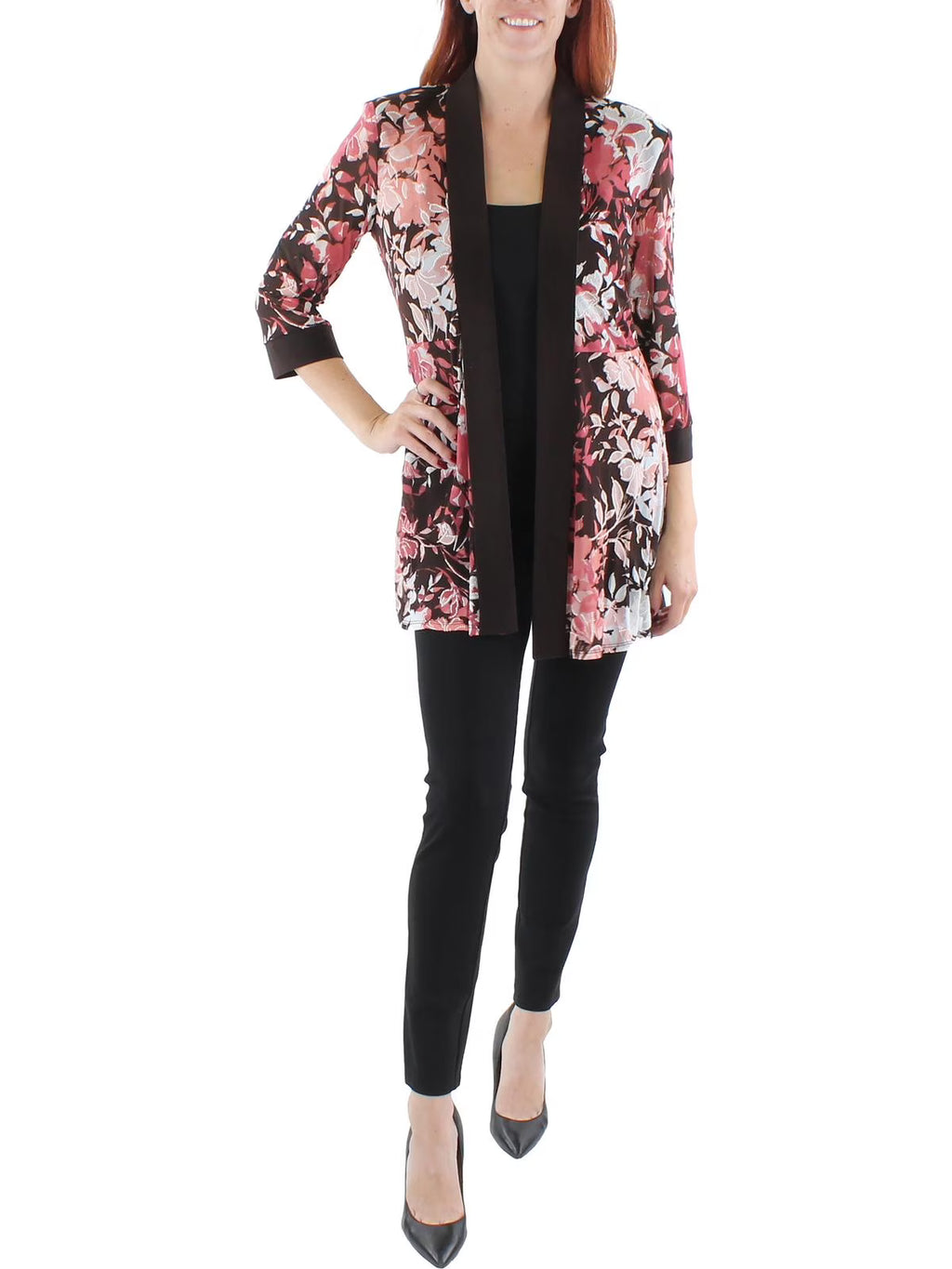 Floral Print Midi Open-Front Blazer A2983