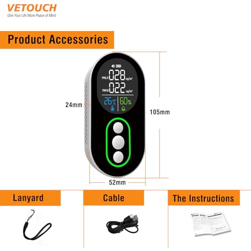 Air Quality Monitor, Pm2.5 & Pm10 Particle Detector, Temperature and Humidity Display Q265005