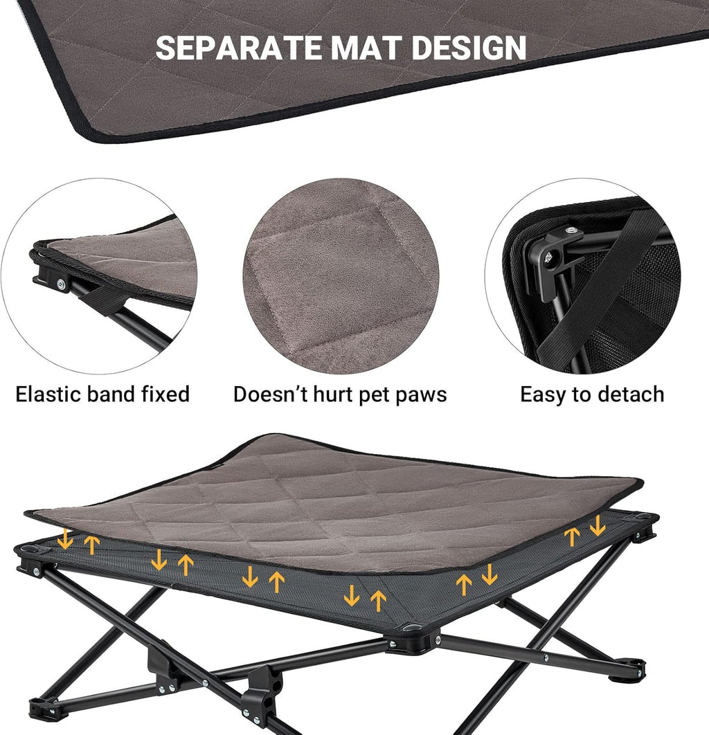 Elevated Folding Dog Cot with Washable Sleeping Mattress and Carrying Bag C6038