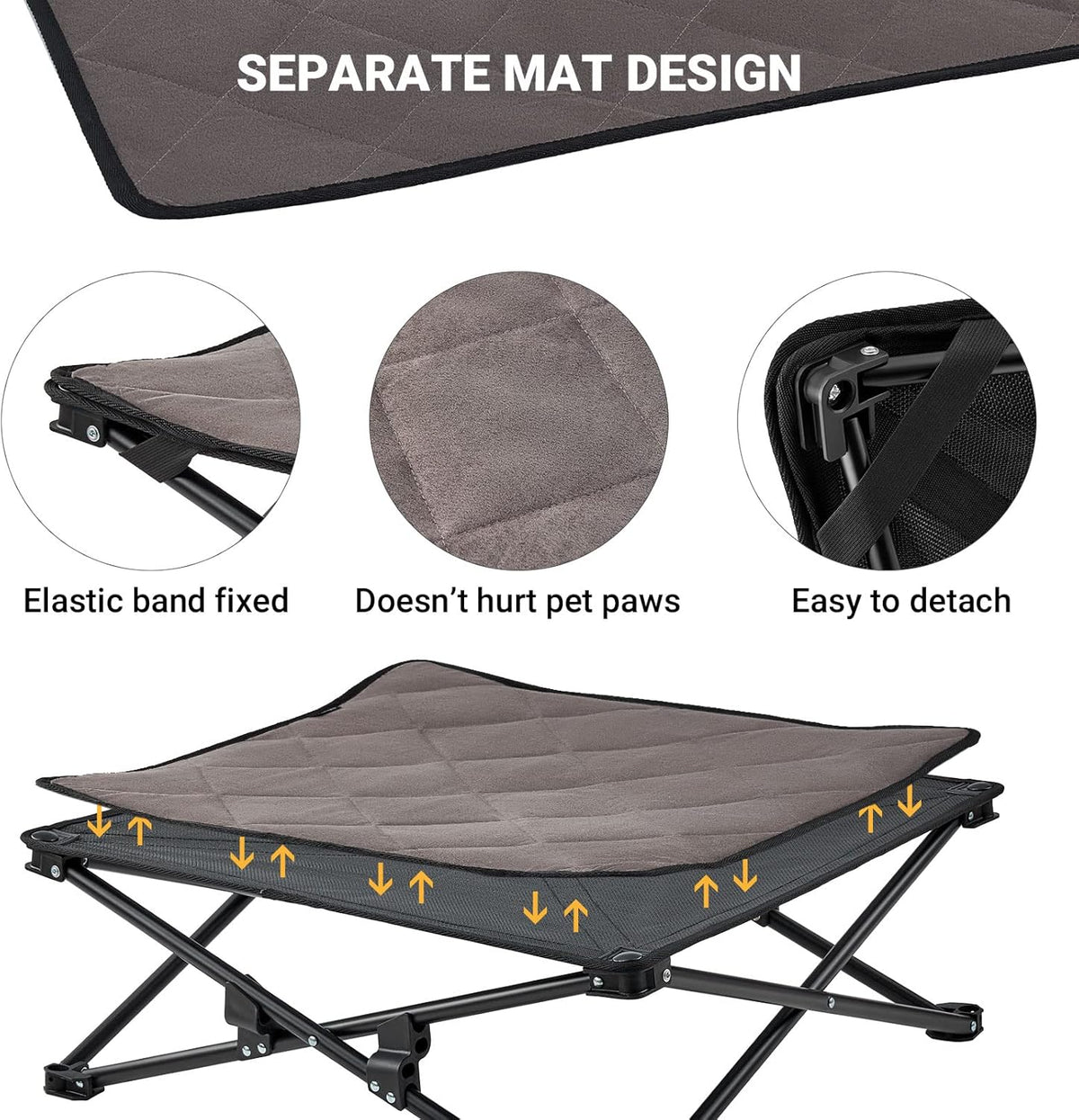 Elevated Folding Dog Cot with Washable Sleeping Mattress and Carrying Bag C6038