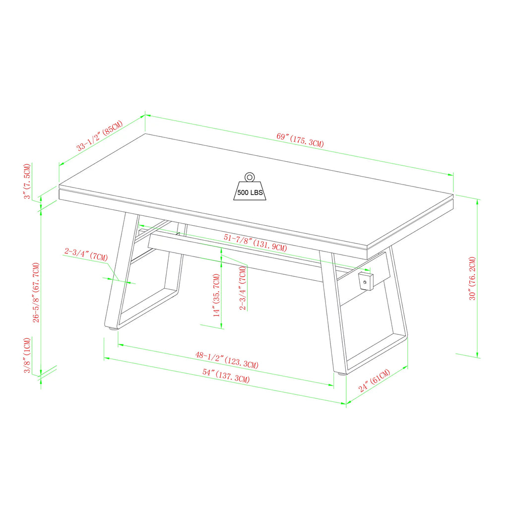 Modern 69” Industrial Dining Table K66579