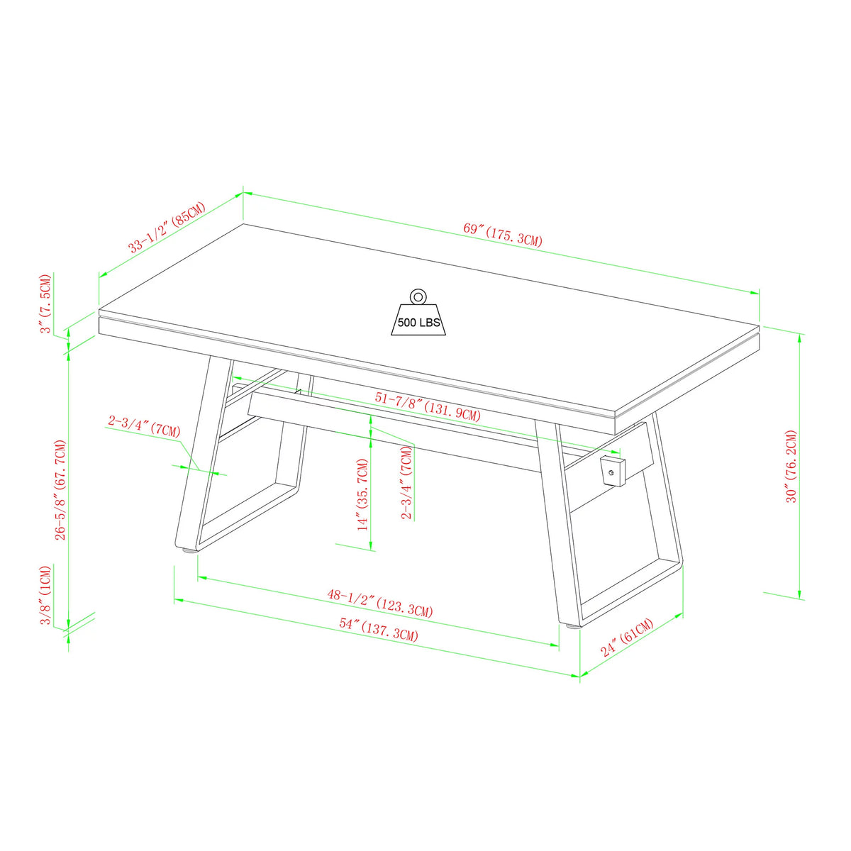 Modern 69” Industrial Dining Table K66579