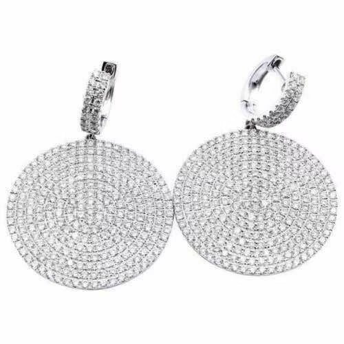 14K White Gold Round Drop Earring N789359