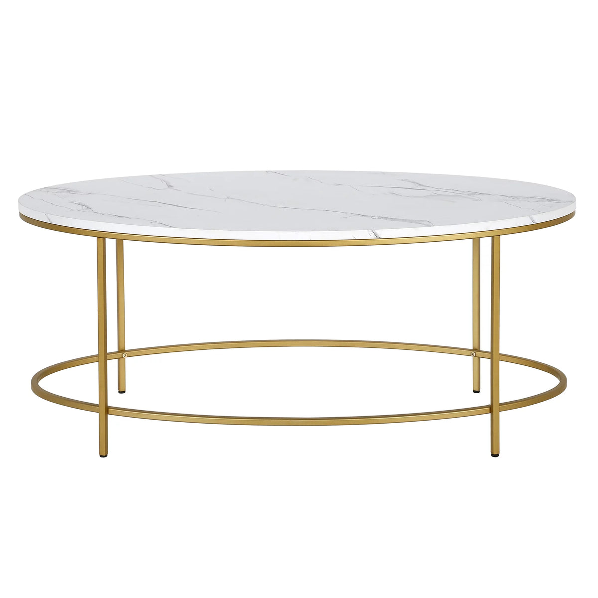 42" Wide Oval Coffee Table with Faux Marble Top E200781
