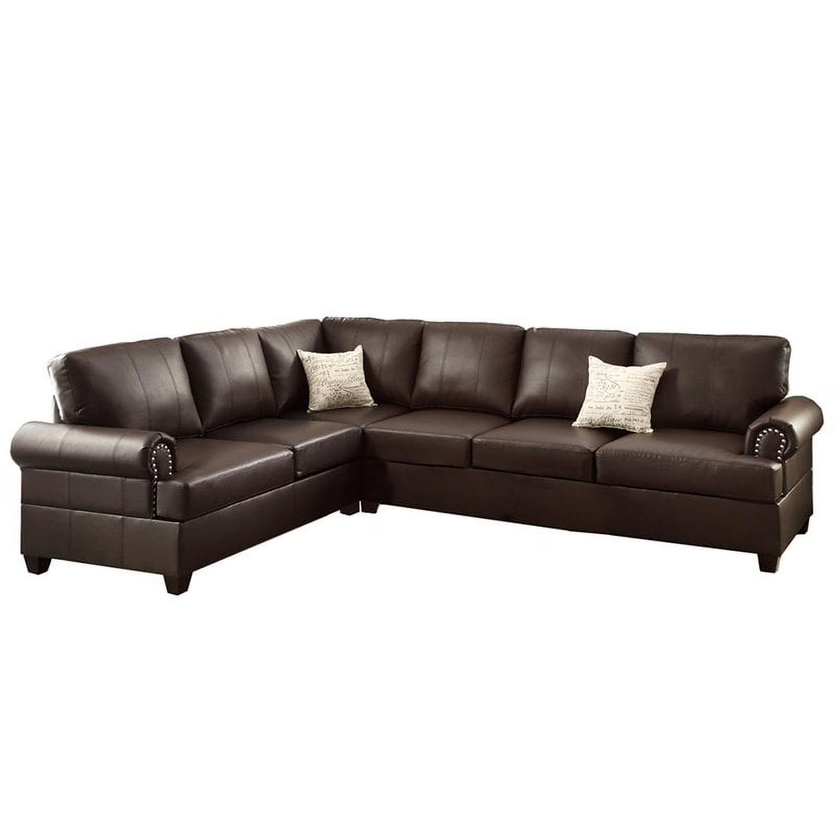 2 Piece Faux Leather Reversible Sectional Sofa Set in Espresso F701020
