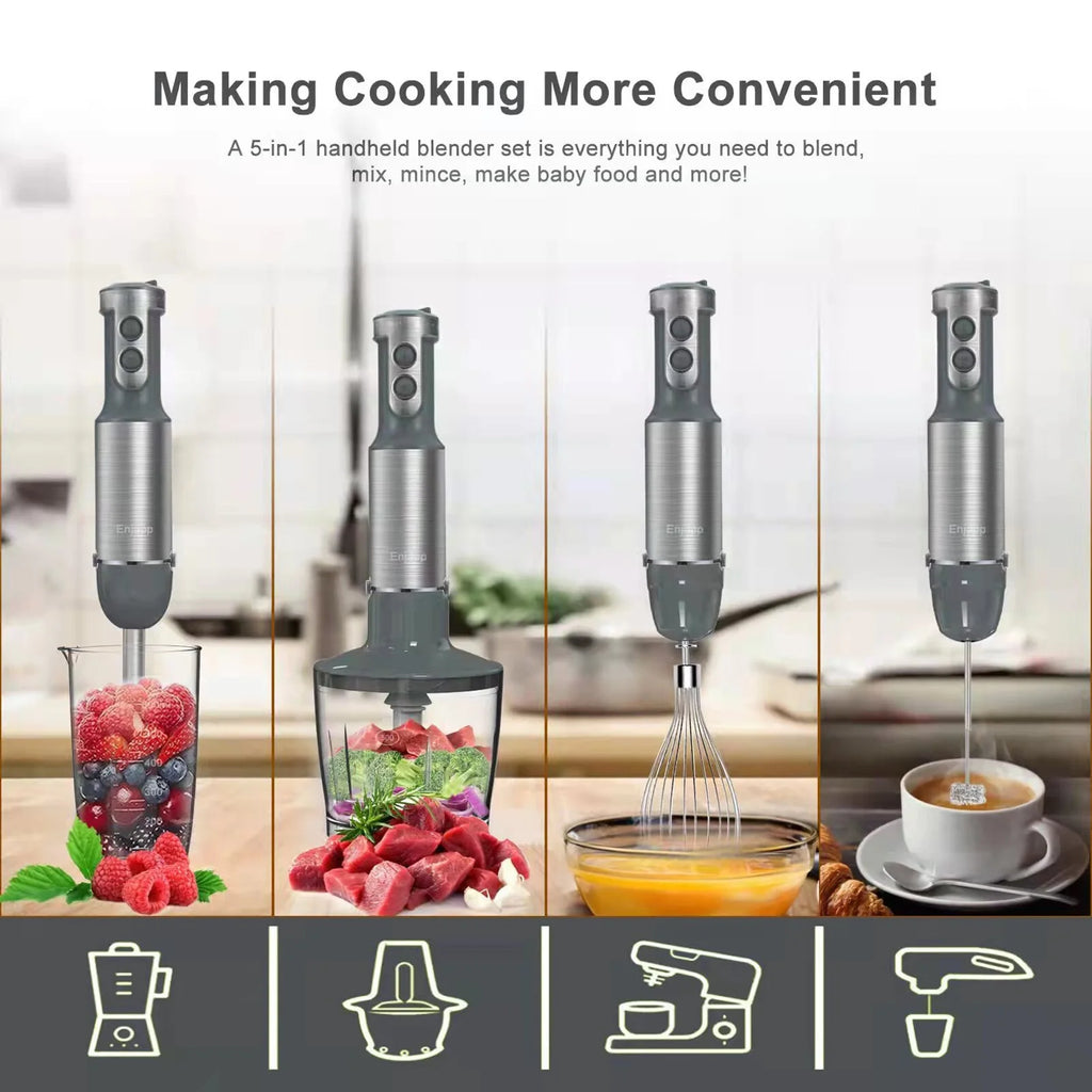 5-in-1 Hand Blender with Adjustable Speeds I800