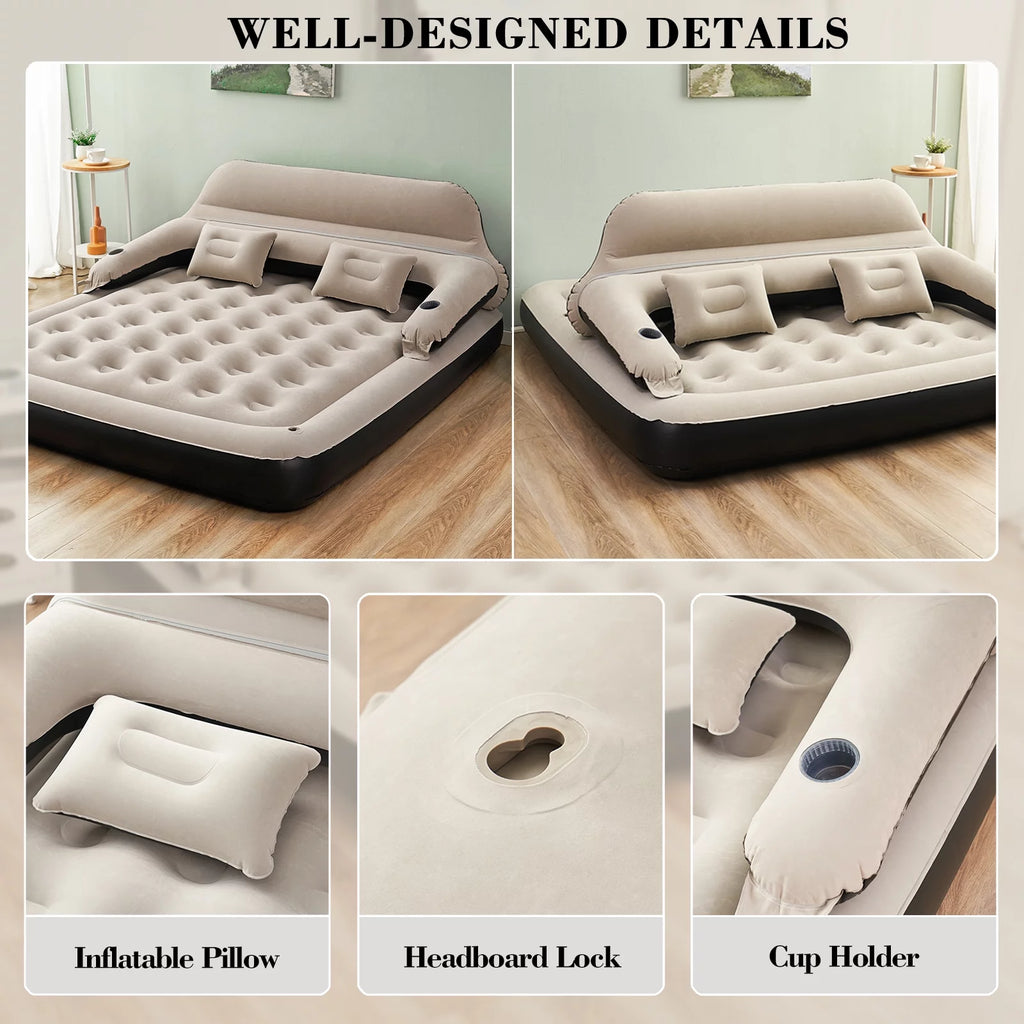 King Size Inflatable Air Mattress with Headboard S586670
