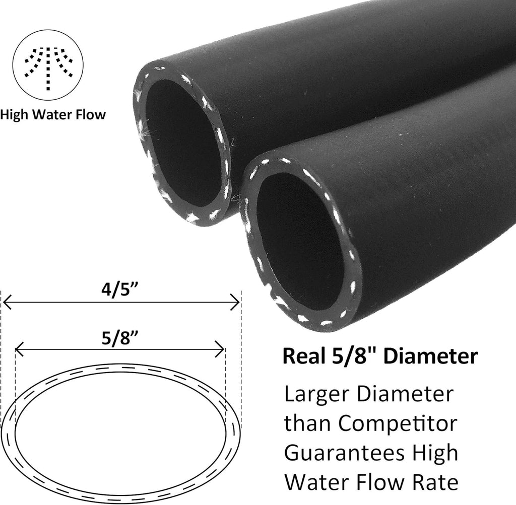 Hybrid Garden Hose 5/8" x 100ft, Heavy Duty, Flexible, Lightweight Water Hose with Grip Handle, Male to Female Fittings Pack of 2 M603