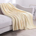 Cable Knit Sherpa Throw Blanket 50x63 Inch E793