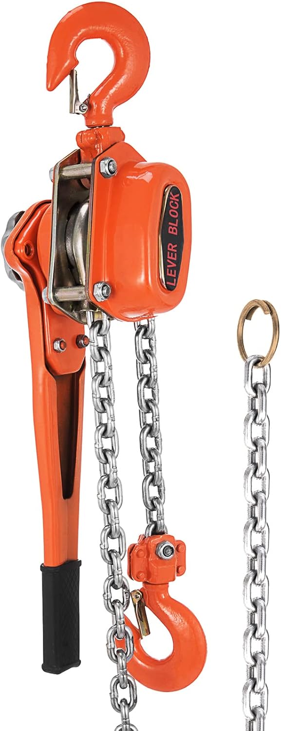 1.5Ton 3300lbs Capacity Ratchet Puller with 10FT Lifting Height, Heavy Duty Steel Hooks A278226