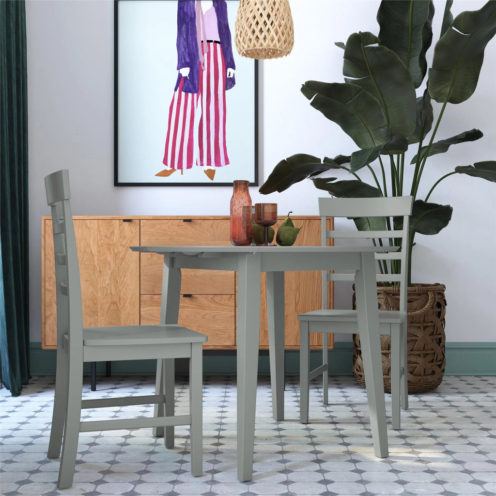 3-Piece Wood Dining Set with Double Drop Leaf Gray I991508