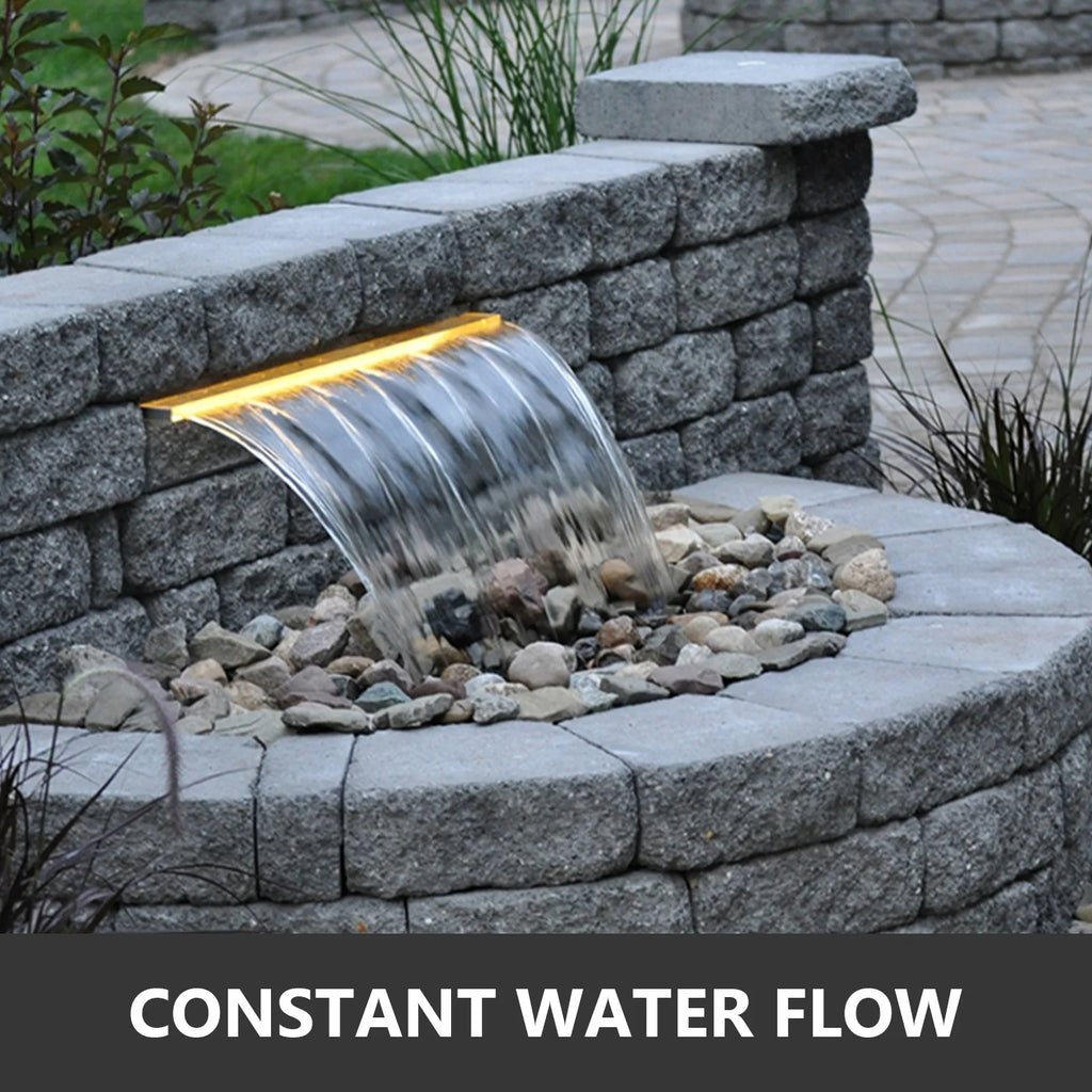 Stainless Steel Pool Waterfall with LED Strip Light T4365