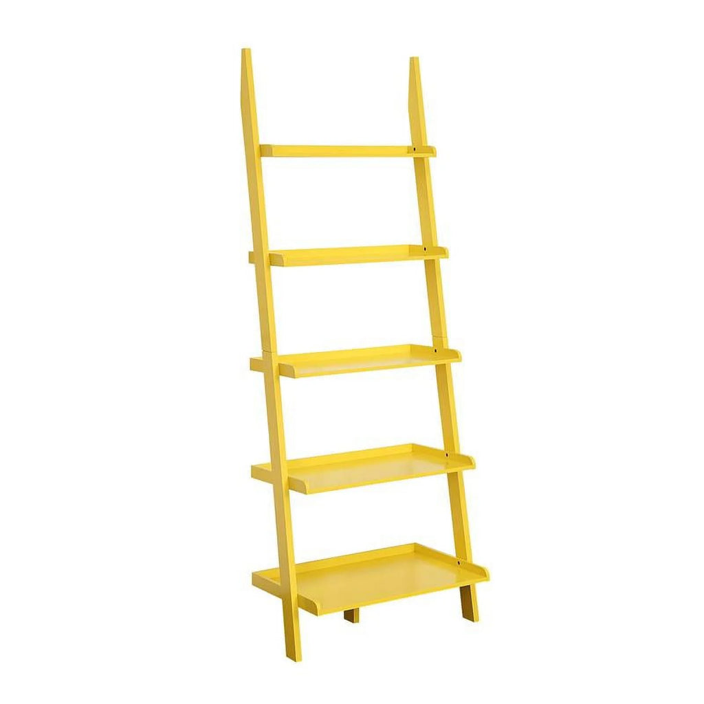 Bright Yellow Wood Five Tier Bookshelf Ladder A164
