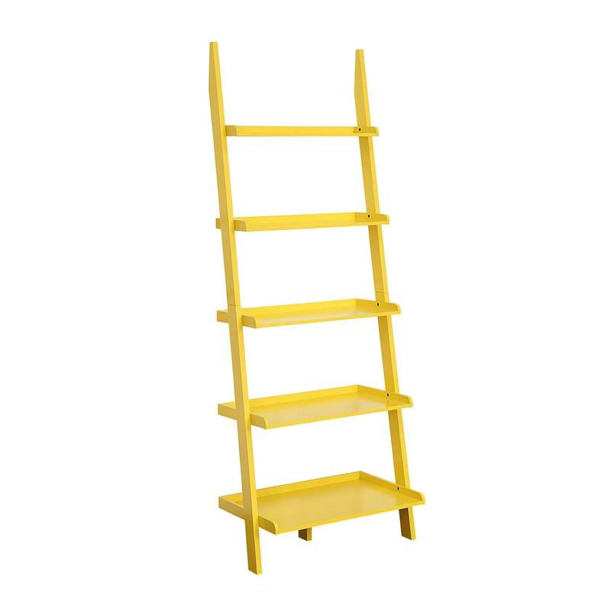 Bright Yellow Wood Five Tier Bookshelf Ladder A164