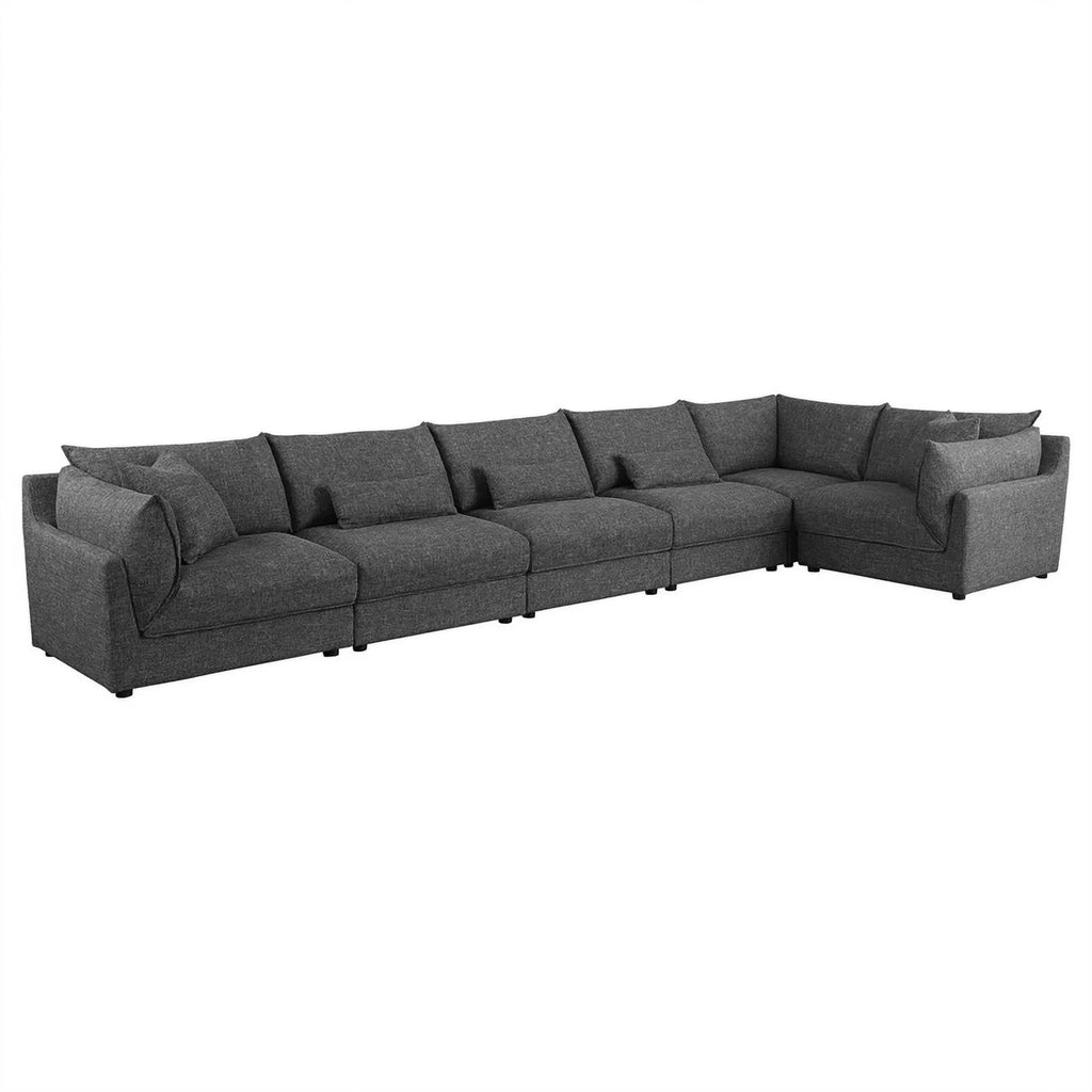 Barely Black Upholstered Fabric 6-Piece Modular Sectional F989