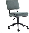 Corduroy Low Desk Chair Adjustable Height Armless Swivel Rolling Chair with Wheels White V910