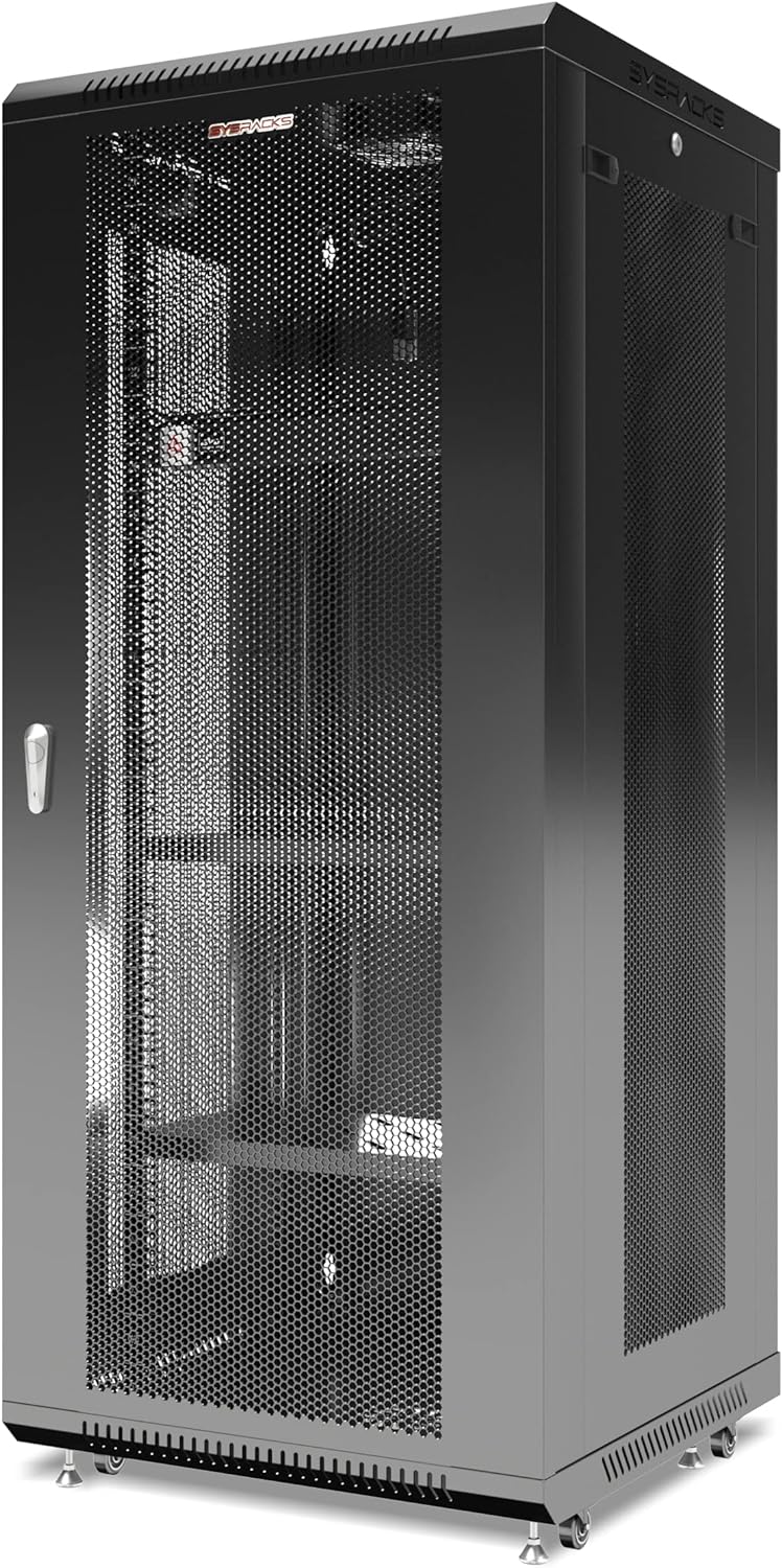 Wall Mount Server Rack Locking Network Cabinet 18 U Vented Enclosure with Casters Shelf H6916