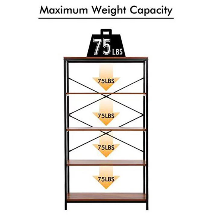 5-Tier Wood and Metal Bookshelf Y4792