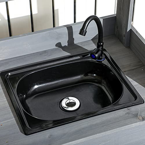 Wooden Potting Bench Table with Sink and Drawer T6717