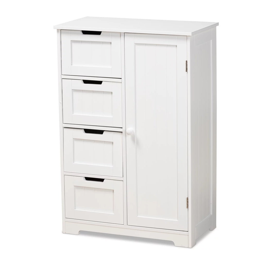 White 4-Drawer Wood Bathroom Storage Cabinet W31180