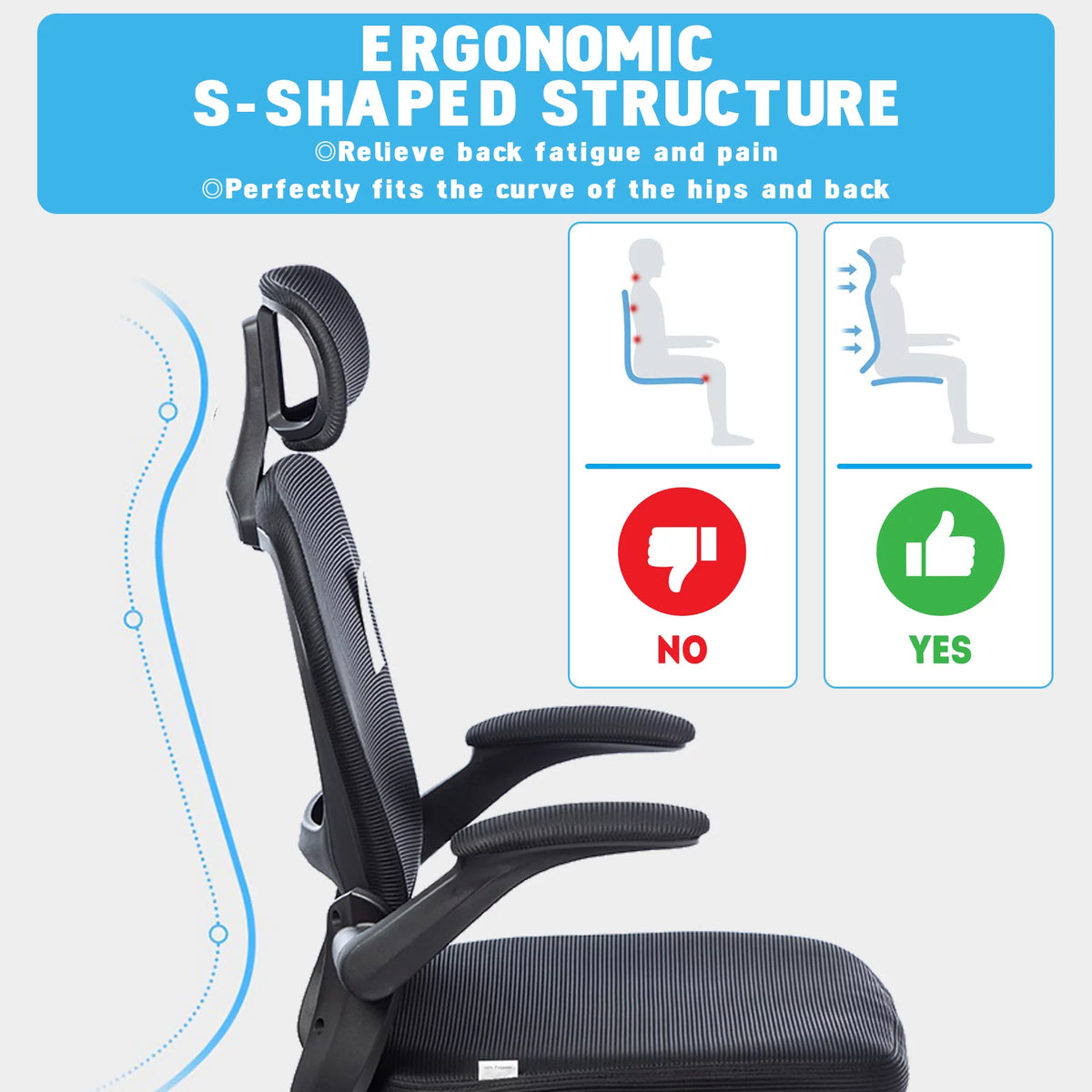 Black Ergonomic Office Chair with Lumbar Support W3417