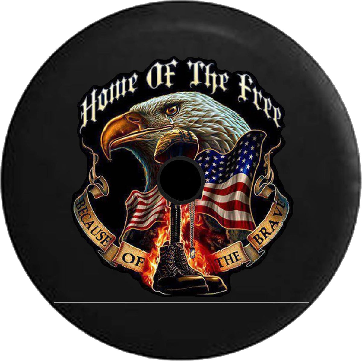 Black 32 in Spare Tire Cover with Backup Camera Hole V88734