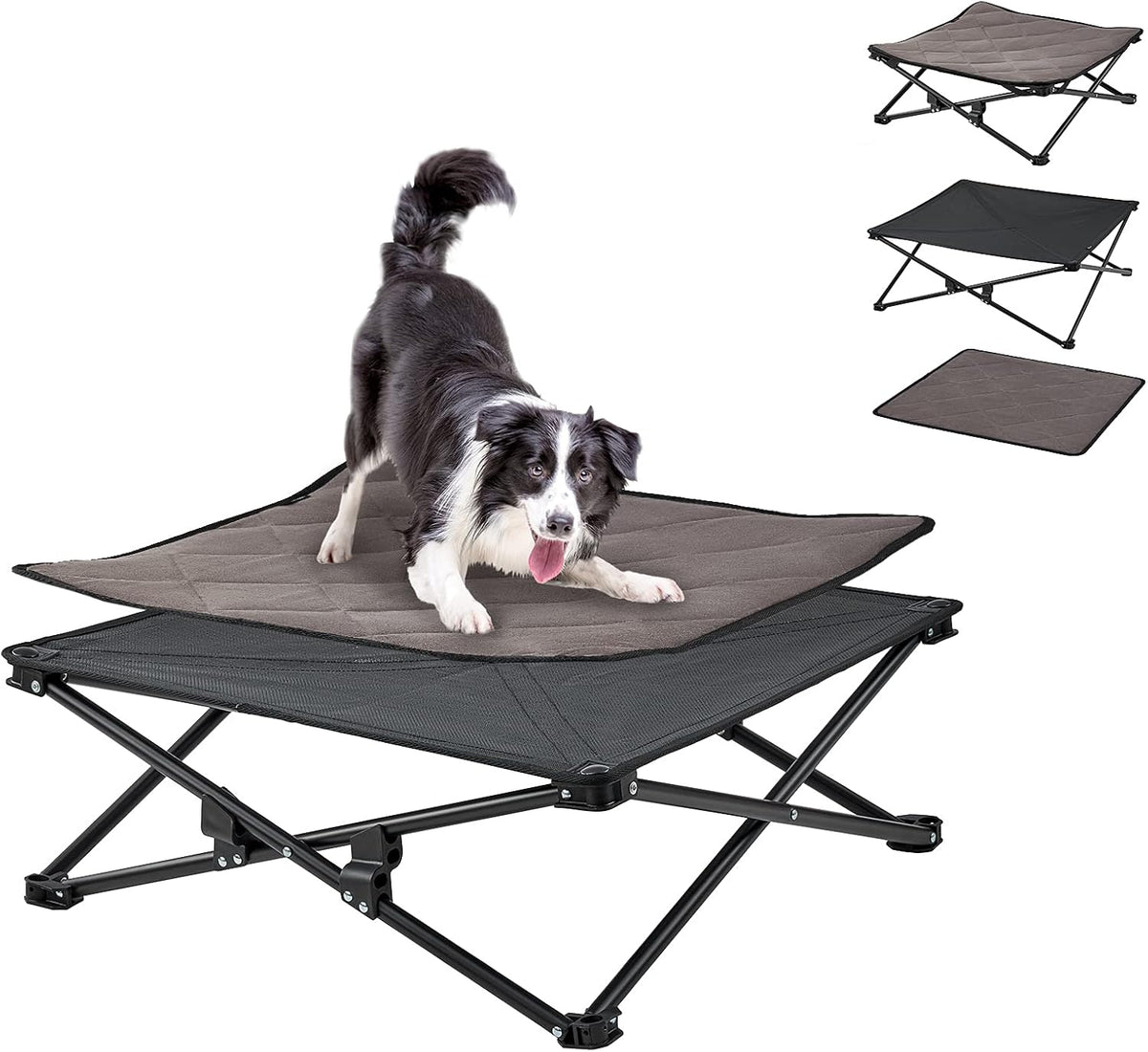 Elevated Folding Dog Cot with Washable Sleeping Mattress and Carrying Bag C6038
