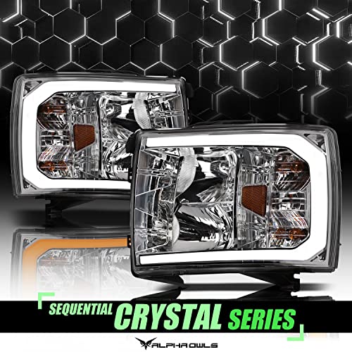 Black Amber Crystal Headlights with LED Light Bar O79458