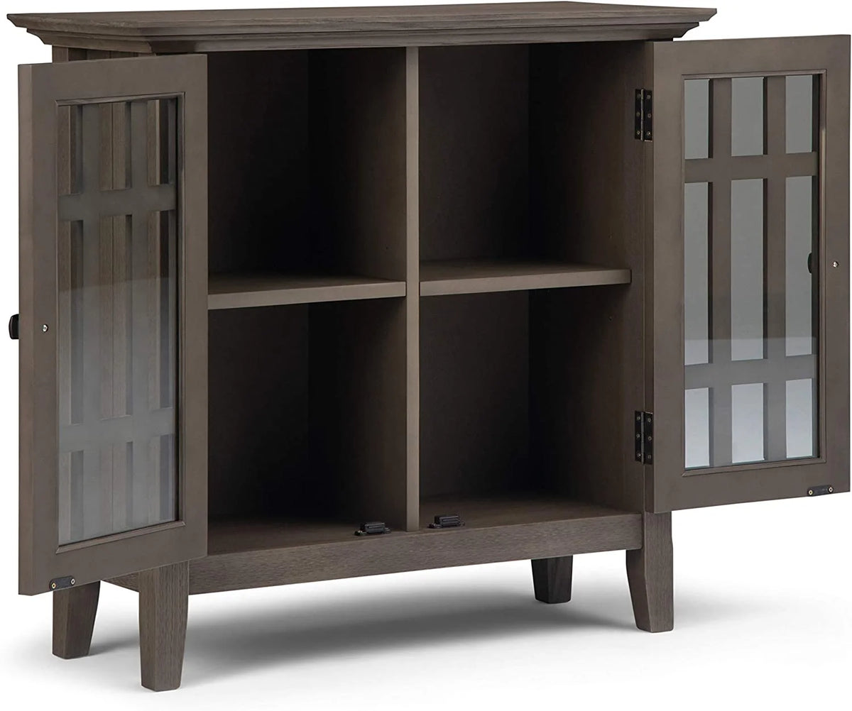32 inch Wide Low Storage Media Cabinet with 2 Tempered Glass Doors S6334
