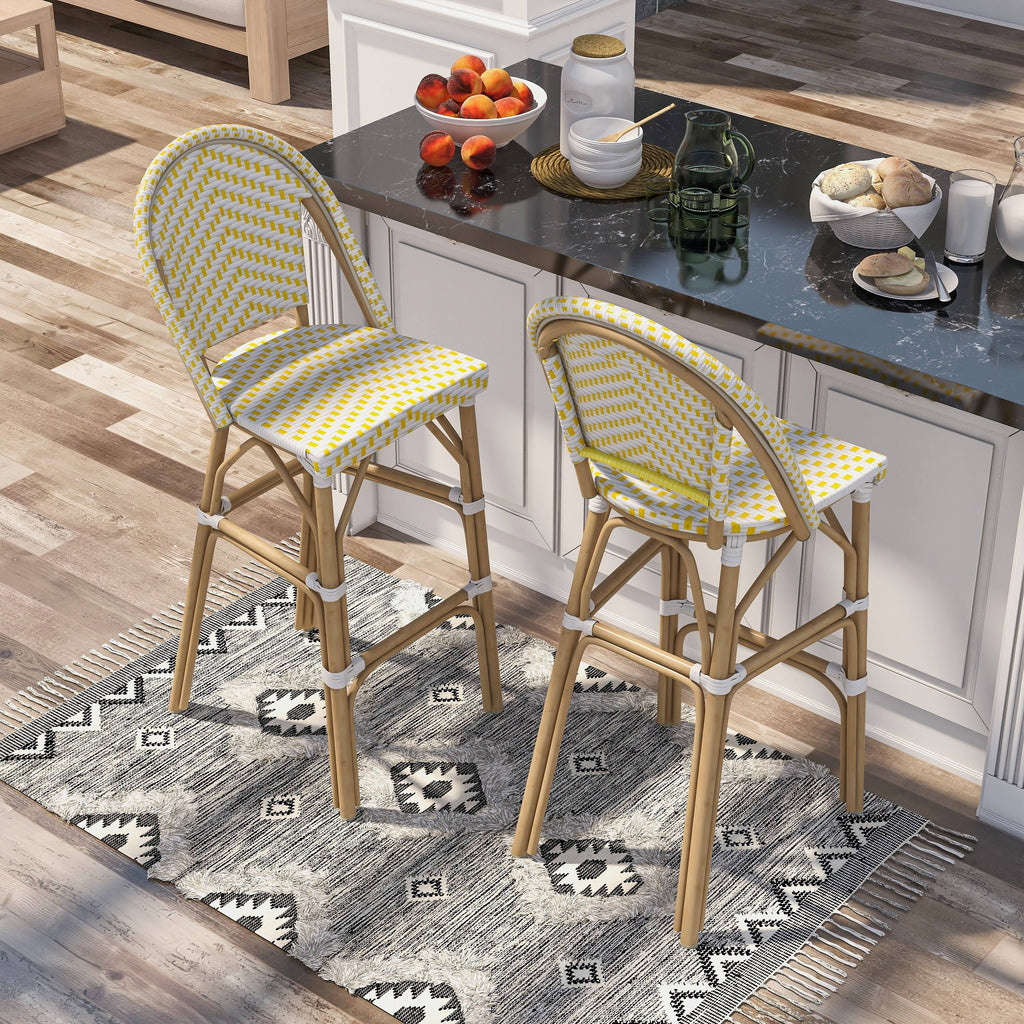 Natural Tone Patio Bar Chairs (Set of 2) L1004