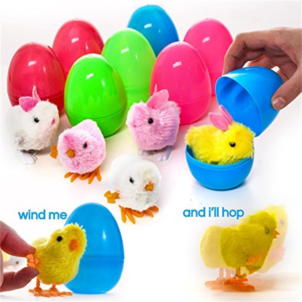 Easter Chain Rabbit Wind Up Toy 8PCS Plastic Egg Cartridge Toy P215654