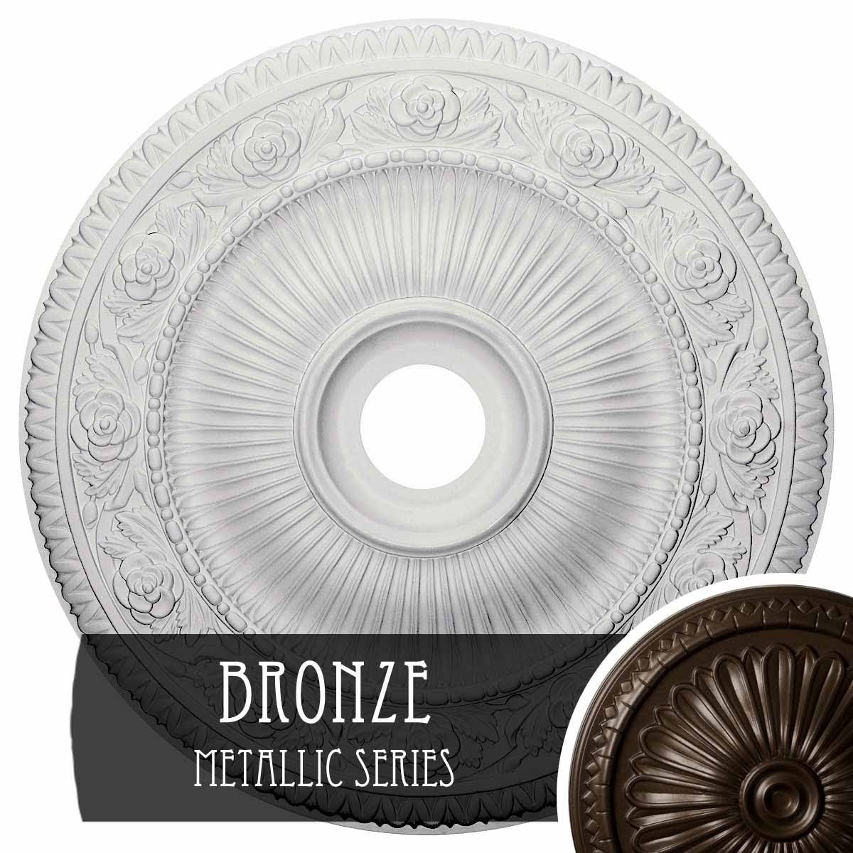 24 1/4x22OD x 3 7/8x22ID x 2x22P Hand-Painted Bronze Ceiling Medallion I775