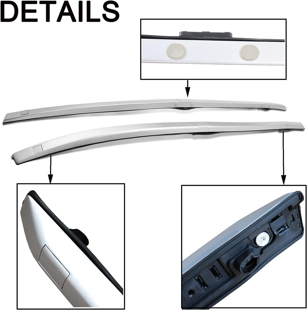 Silver 2 Pcs Car Roof Rack Side Rails G190