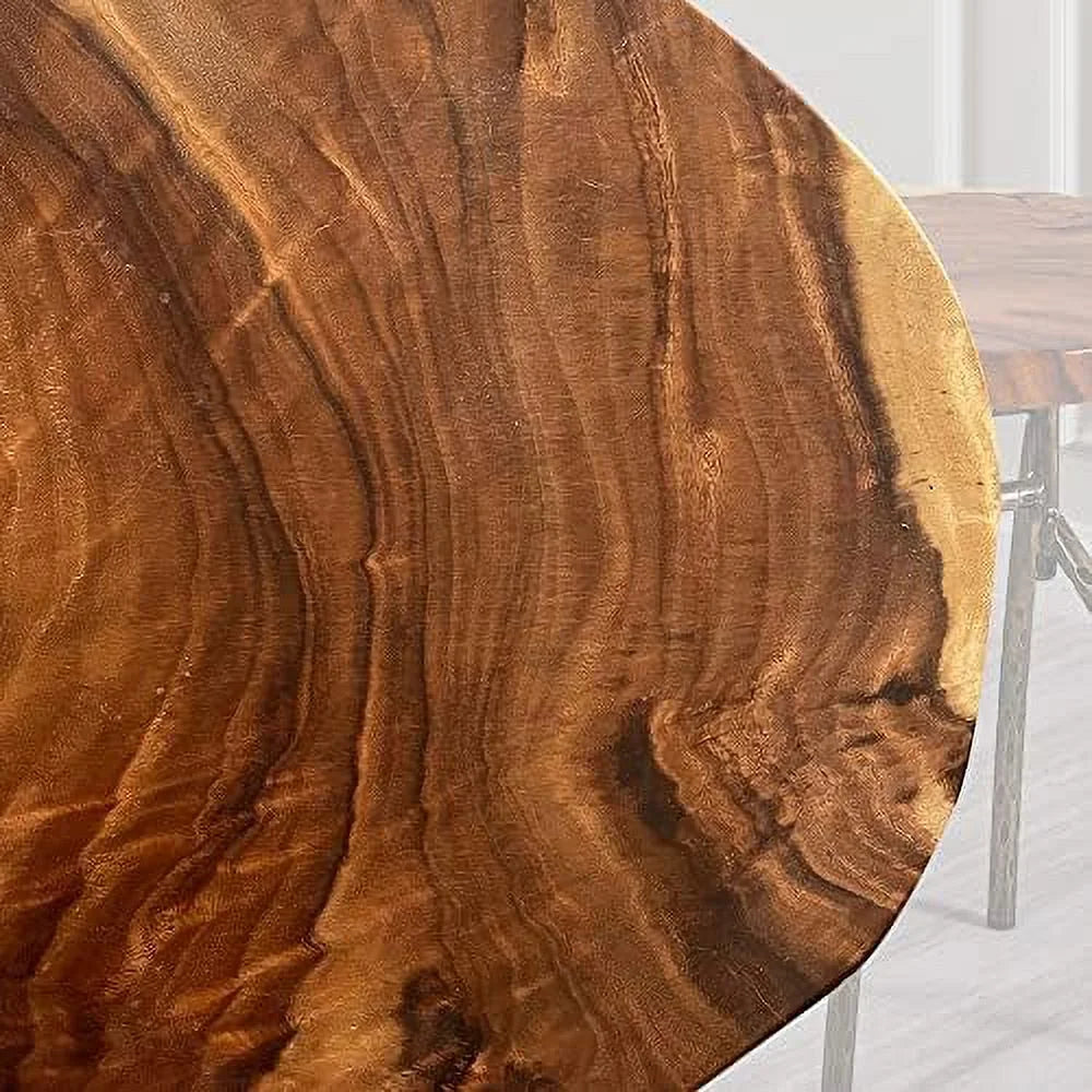 Solid Wood Round End Table with Metal Leg R151