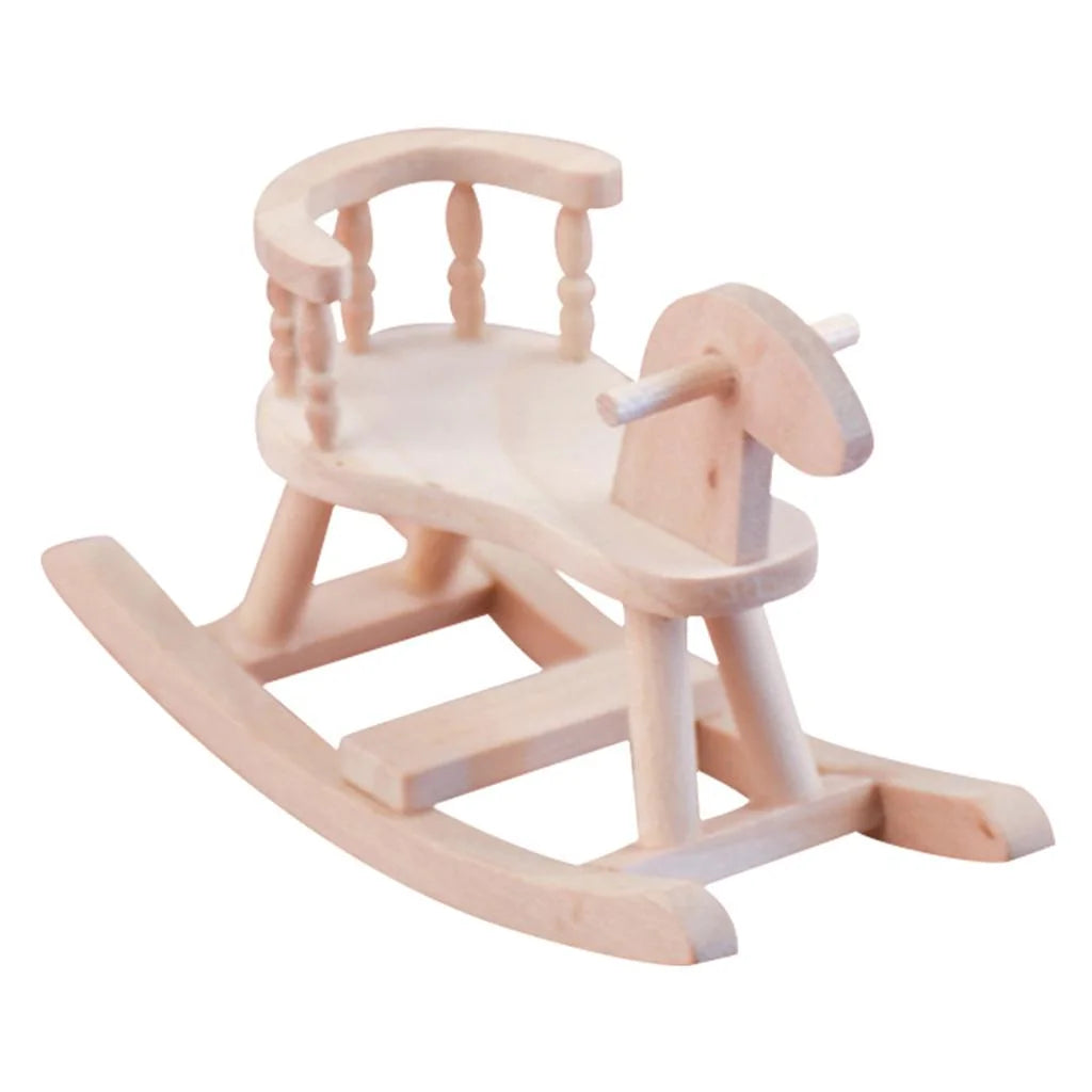 Dollhouse Unpainted Wooden Cockhorse Toy Furniture Model Z6906