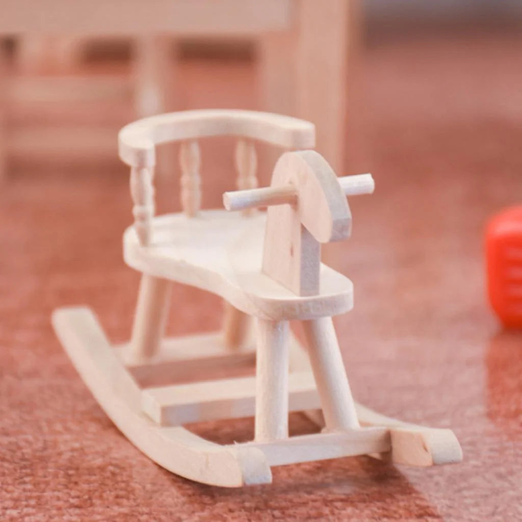 Dollhouse Unpainted Wooden Cockhorse Toy Furniture Model Z6906