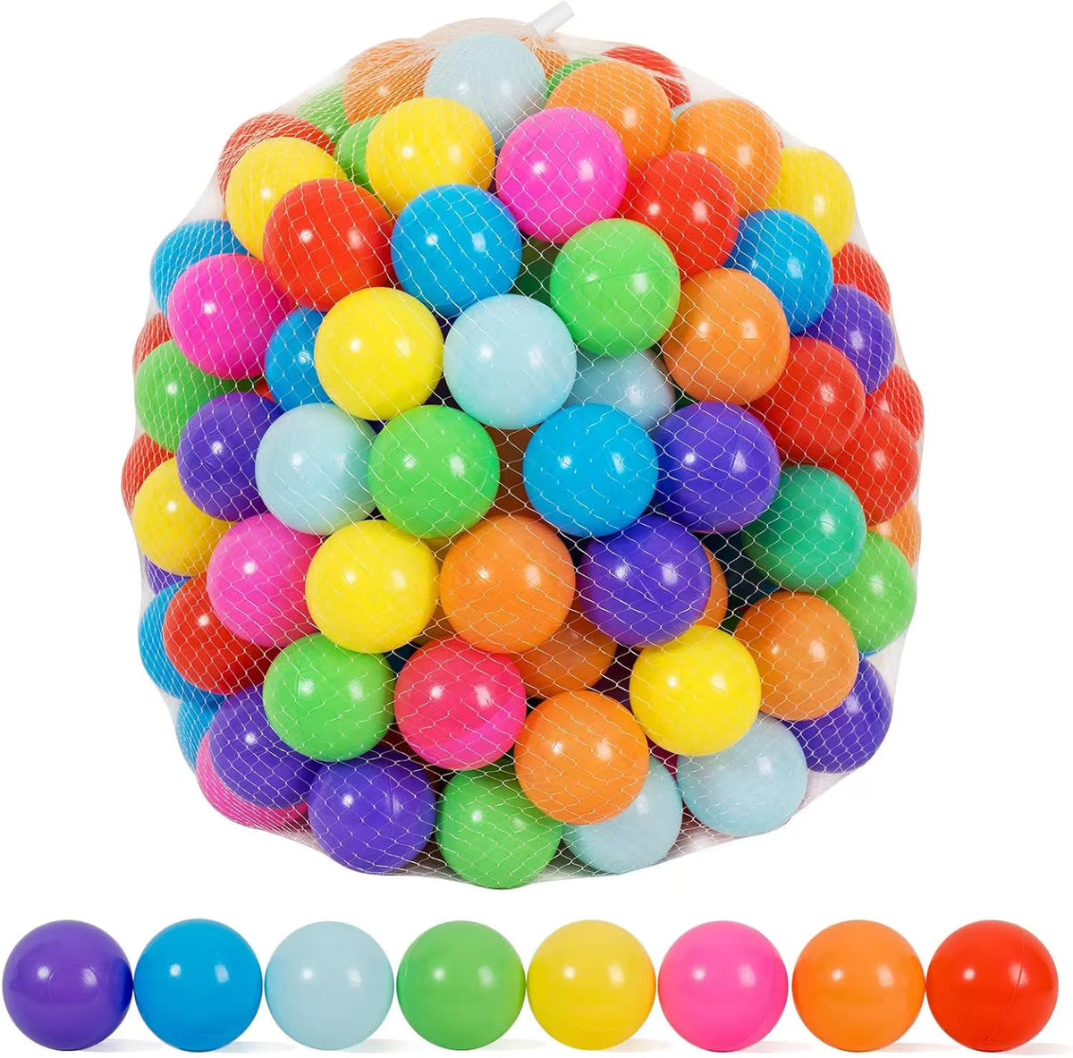 400 Count 8 Colors Plastic Ball Pit Balls with Storage Mesh Bag L562