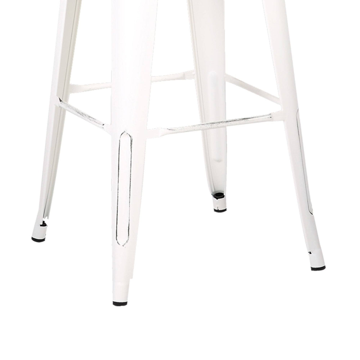Square Wooden Counter Stool with Metal Legs Distressed White - Set of 2 Y58837